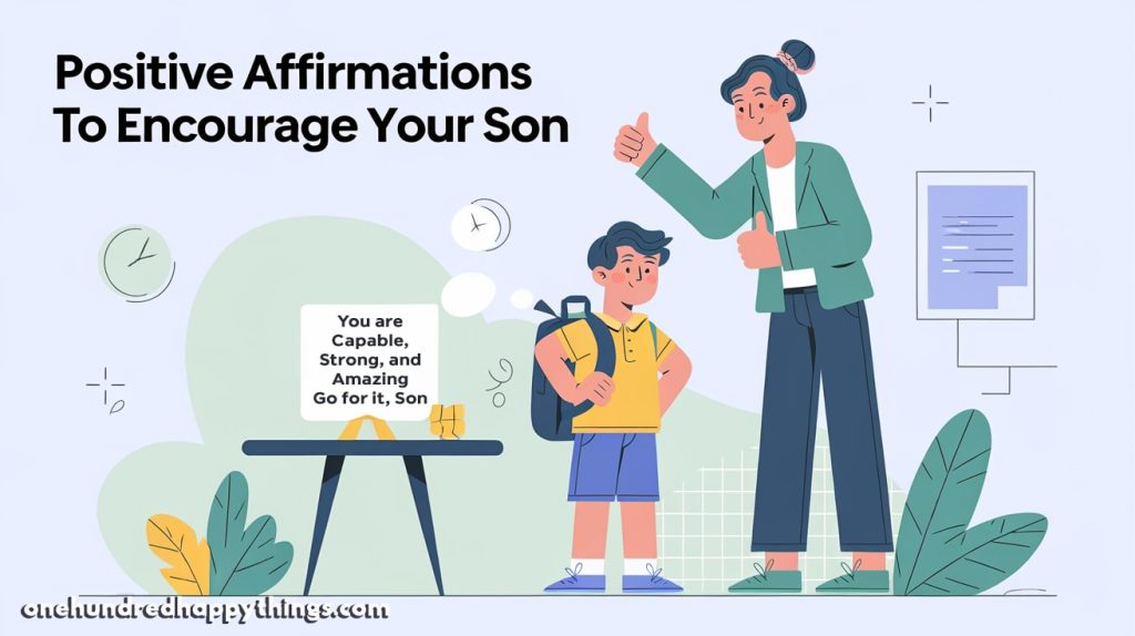 Inspirational and positive affirmations to encourage your son, boost his confidence, and motivate him daily.